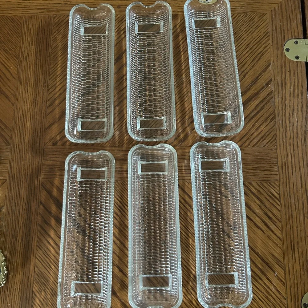 Vintage Set of 6 Glass Corn-on-the-Cob Dishes